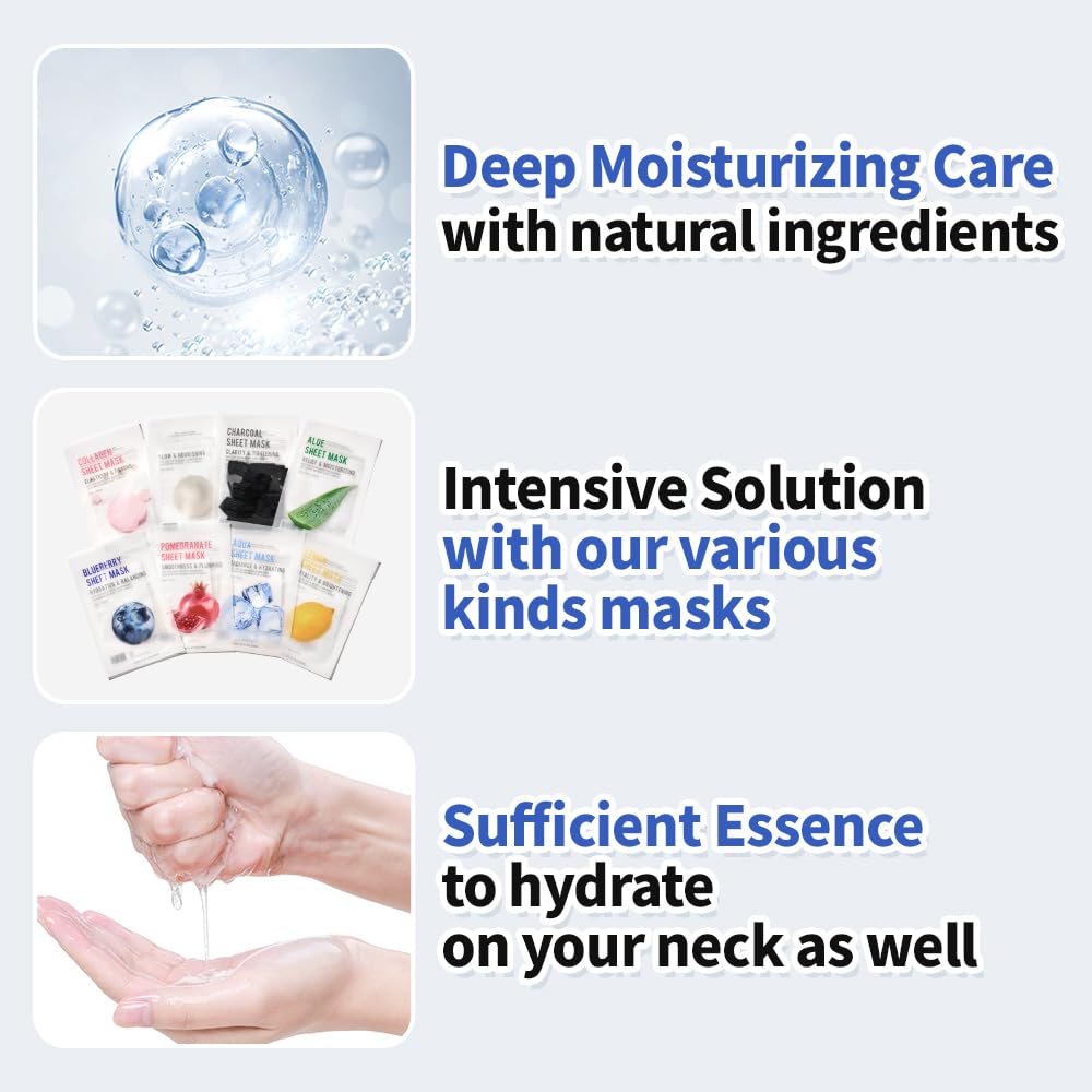 Eunyul Korean Pack OF 8 Facial Skin Mask Sheets